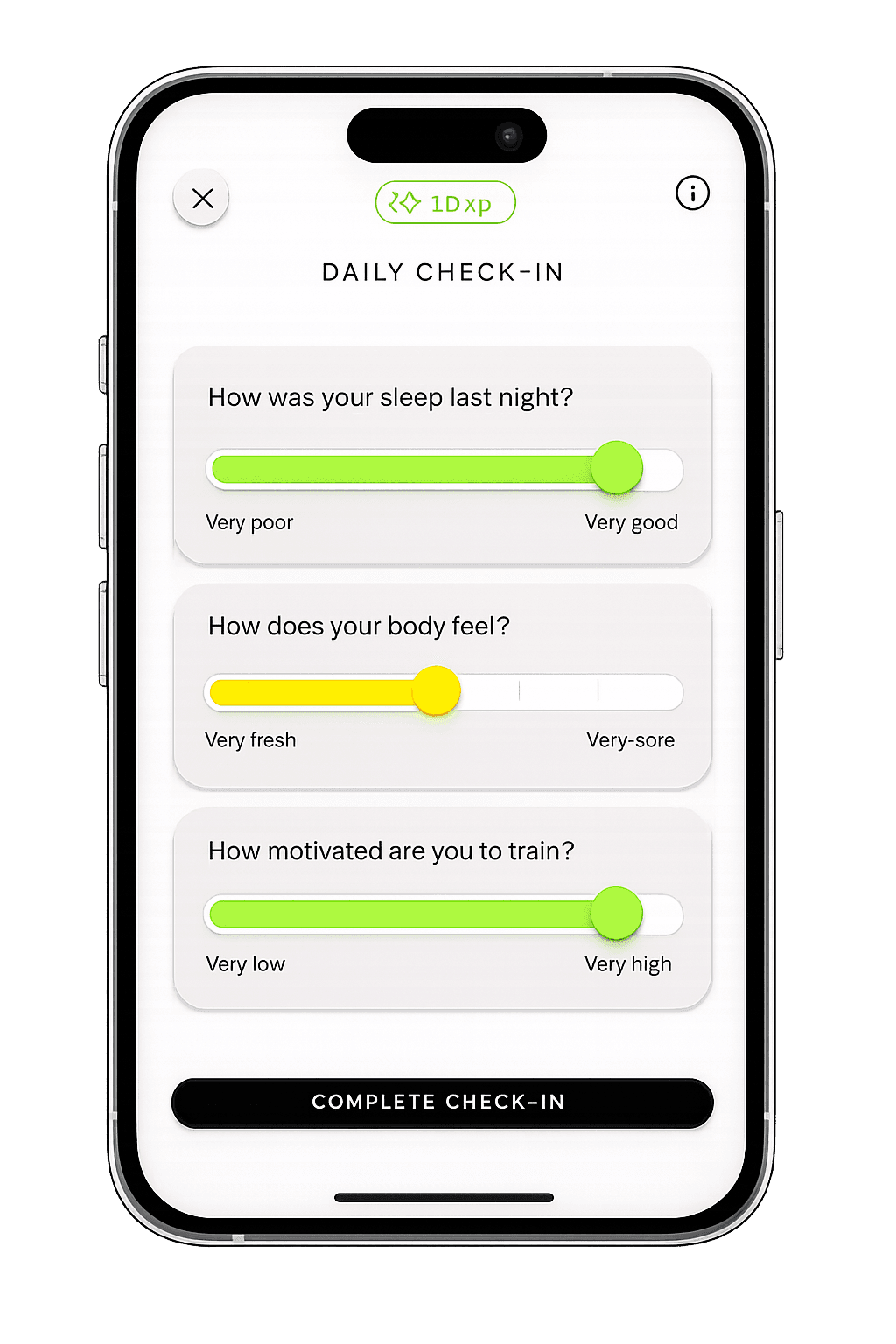 Sherpa daily check-in screen